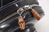 Authentic GUCCI Bamboo Vintage Backpack Purse Leather Black Junk 5102K