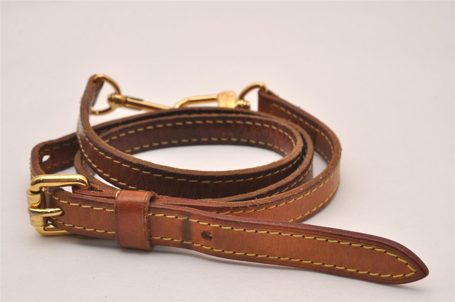 Authentic Louis Vuitton Leather Shoulder Strap Beige 34.6-39