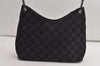 Authentic GUCCI Vintage Bamboo Shoulder Hand Bag Purse Suede Leather Black 5106K