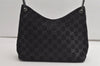 Authentic GUCCI Vintage Bamboo Shoulder Hand Bag Purse Suede Leather Black 5106K