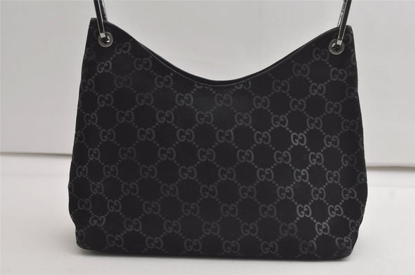 Authentic GUCCI Vintage Bamboo Shoulder Hand Bag Purse Suede Leather Black 5106K