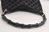 Authentic GUCCI Vintage Bamboo Shoulder Hand Bag Purse Suede Leather Black 5106K