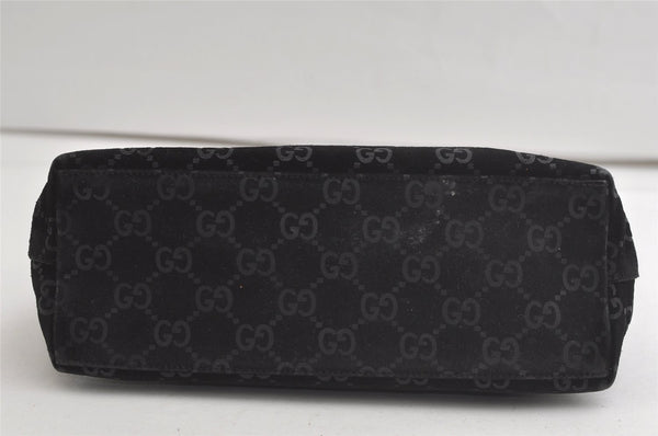 Authentic GUCCI Vintage Bamboo Shoulder Hand Bag Purse Suede Leather Black 5106K
