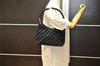 Authentic GUCCI Vintage Bamboo Shoulder Hand Bag Purse Suede Leather Black 5106K