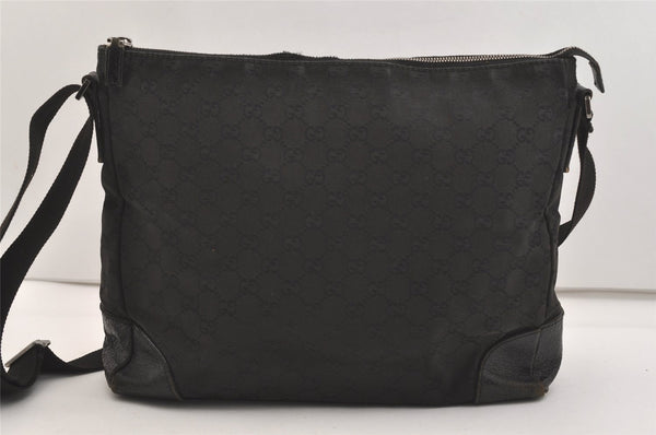 Authentic GUCCI Shoulder Cross Body Bag GG Canvas Leather 110054 Black 5107J