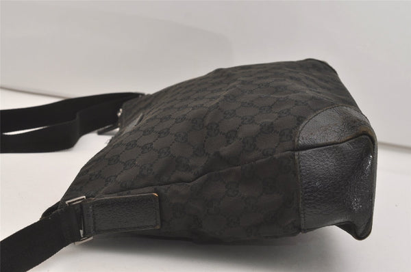 Authentic GUCCI Shoulder Cross Body Bag GG Canvas Leather 110054 Black 5107J