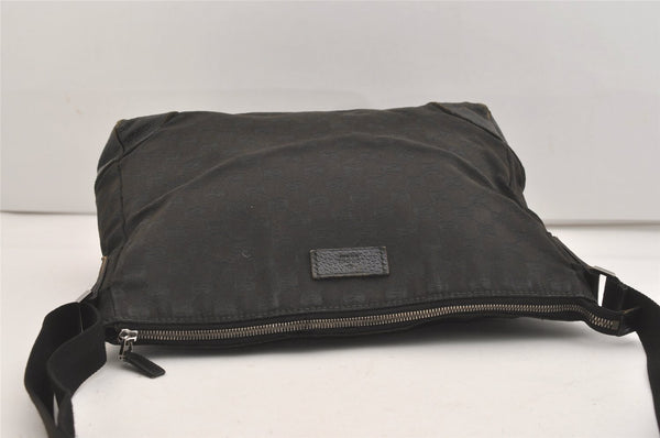 Authentic GUCCI Shoulder Cross Body Bag GG Canvas Leather 110054 Black 5107J