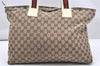 Auth GUCCI Web Sherry Line Tote Bag GG Canvas Leather 155524 Brown Junk 5108K