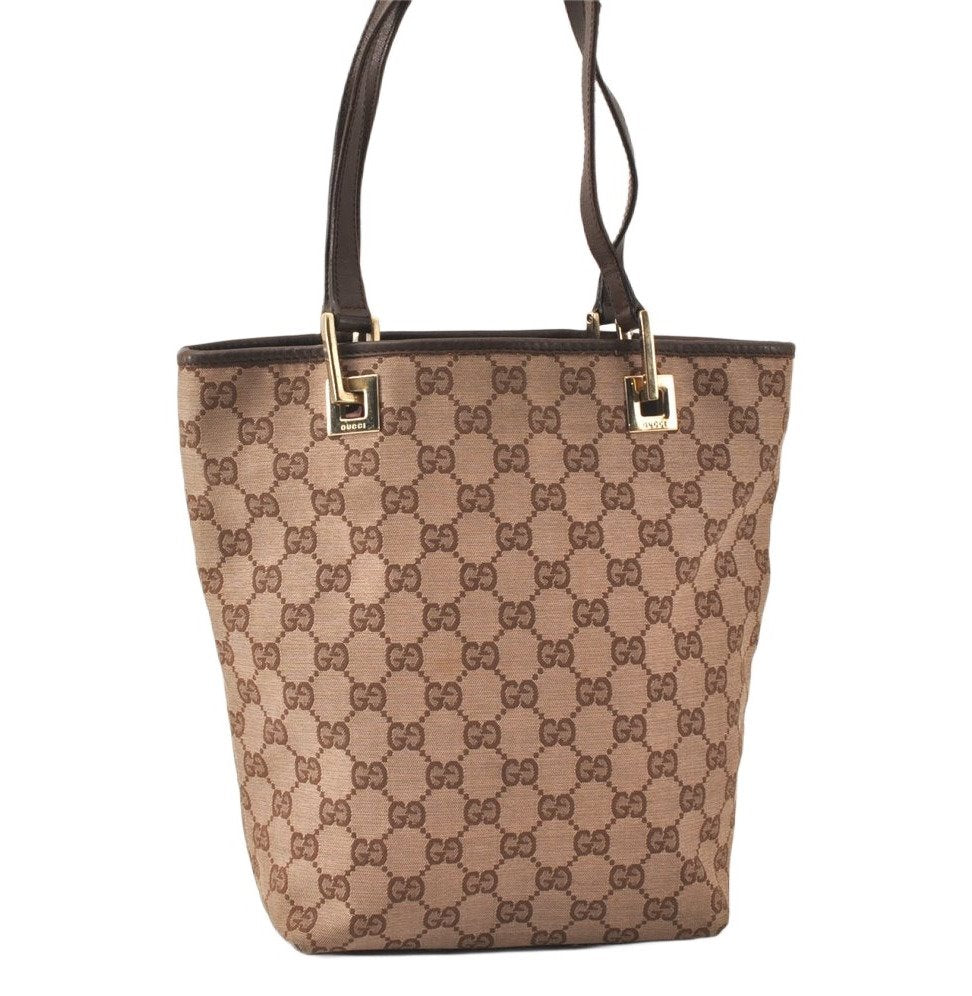 Authentic GUCCI Vintage Shoulder Tote Bag GG Canvas Leather 0021099 Brown 5109K
