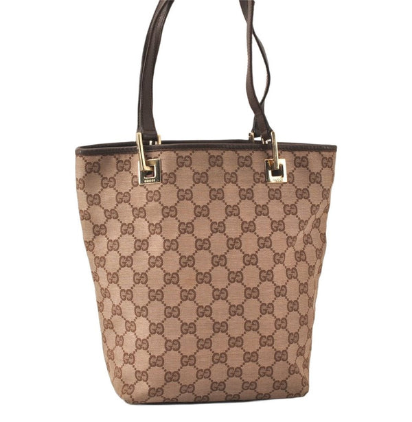 Authentic GUCCI Vintage Shoulder Tote Bag GG Canvas Leather 0021099 Brown 5109K
