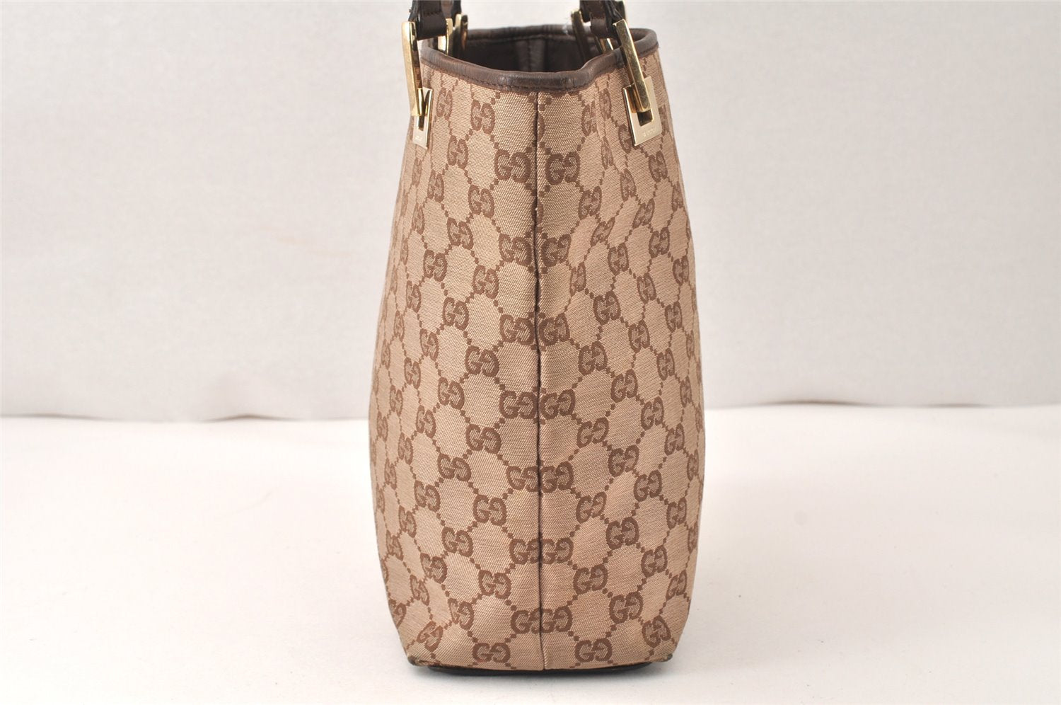 Authentic GUCCI Vintage Shoulder Tote Bag GG Canvas Leather 0021099 Brown 5109K