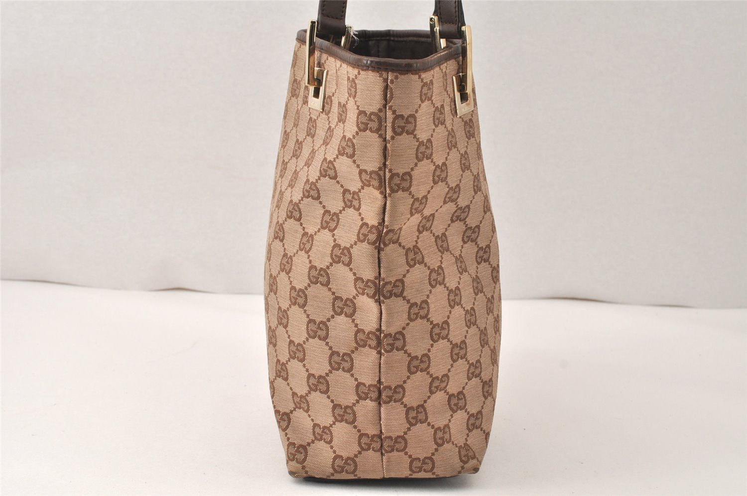 Authentic GUCCI Vintage Shoulder Tote Bag GG Canvas Leather 0021099 Brown 5109K
