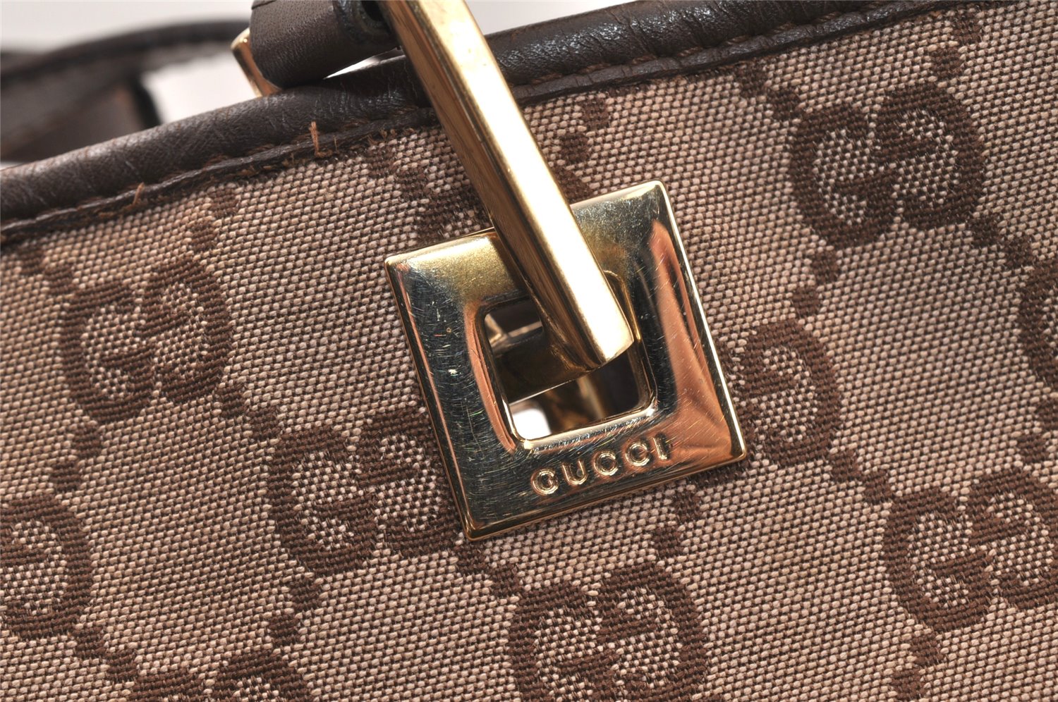 Authentic GUCCI Vintage Shoulder Tote Bag GG Canvas Leather 0021099 Brown 5109K