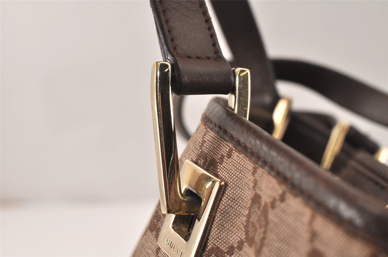 Authentic GUCCI Vintage Shoulder Tote Bag GG Canvas Leather 0021099 Brown 5109K