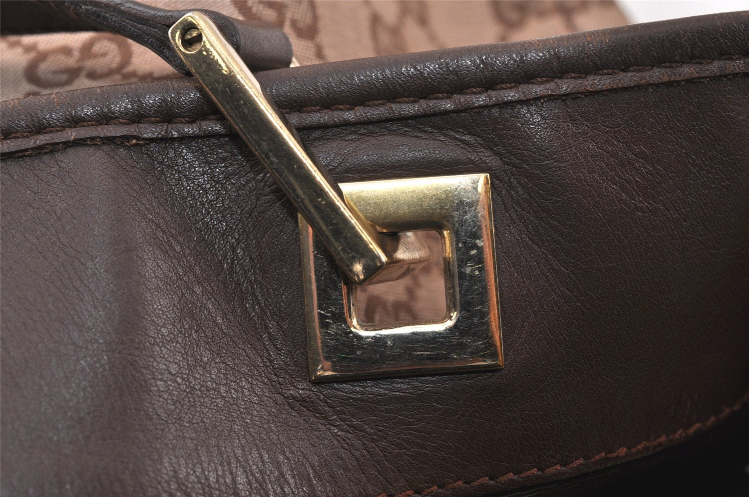 Authentic GUCCI Vintage Shoulder Tote Bag GG Canvas Leather 0021099 Brown 5109K