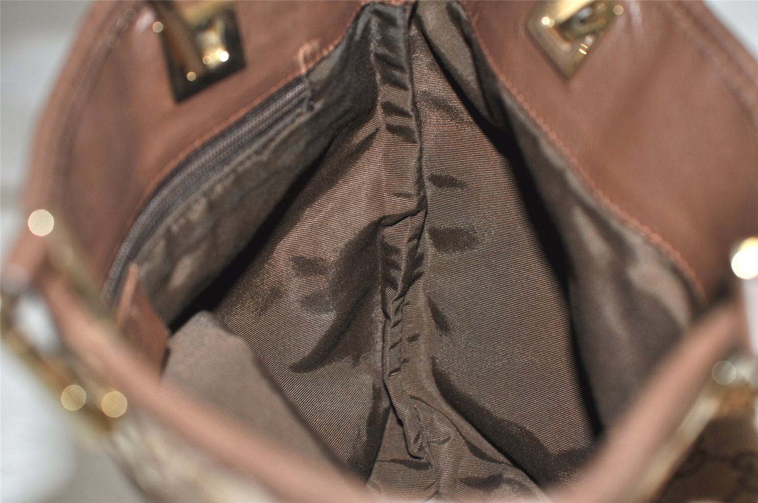 Authentic GUCCI Vintage Shoulder Tote Bag GG Canvas Leather 0021099 Brown 5109K