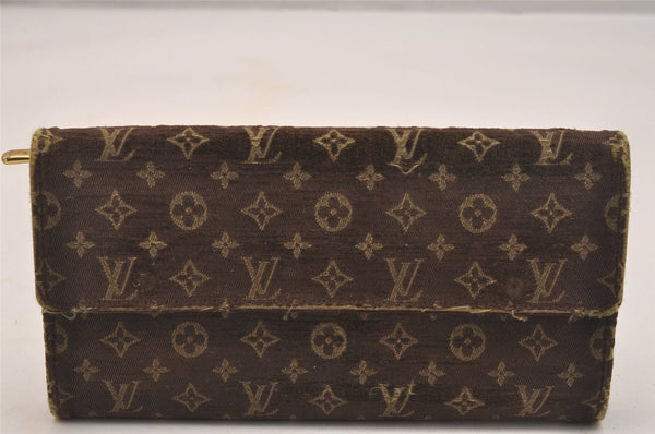 Auth Louis Vuitton Monogram Mini Lin Portefeuille Sarah Wallet Brown LV 5110J