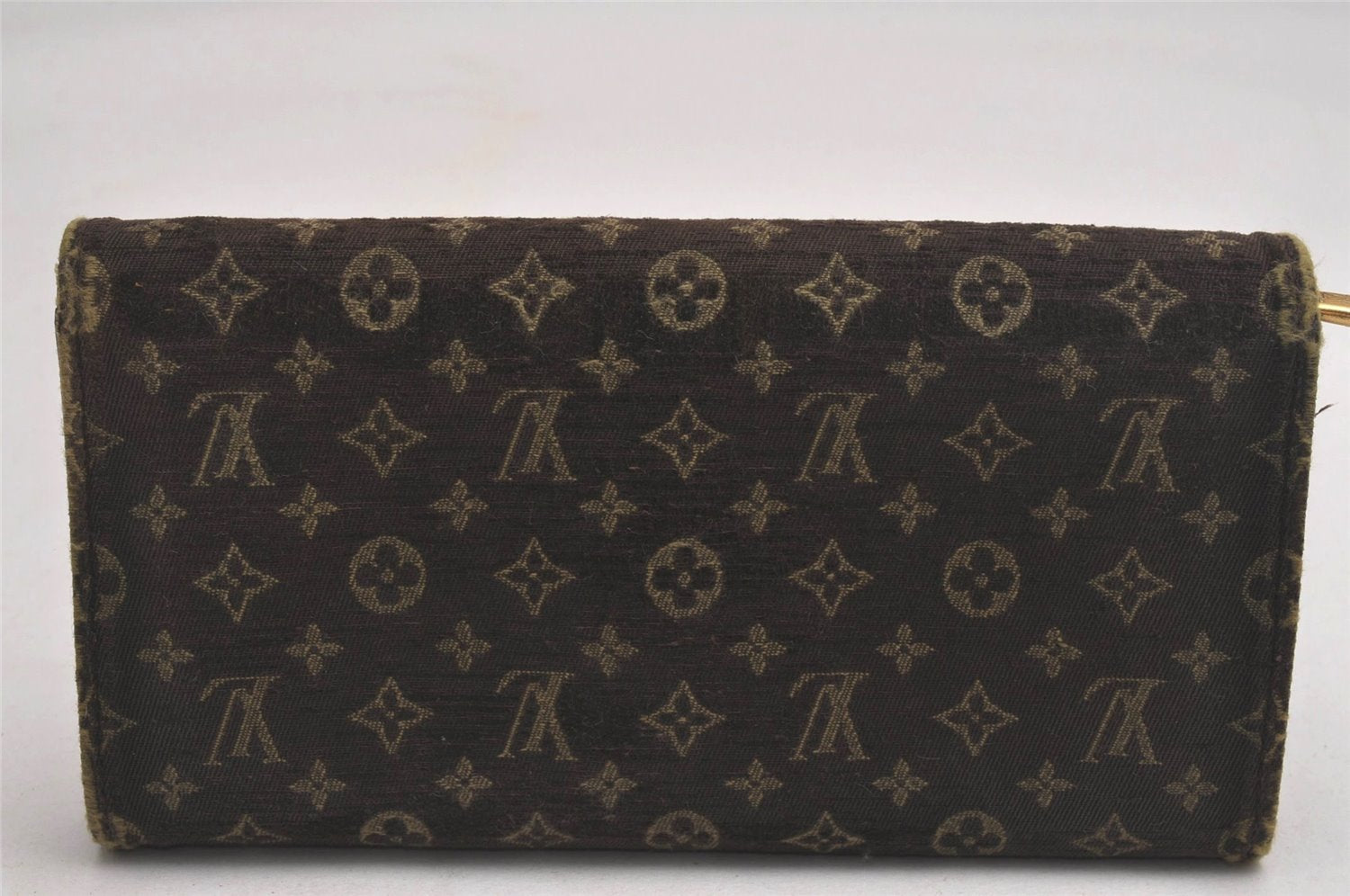 Auth Louis Vuitton Monogram Mini Lin Portefeuille Sarah Wallet Brown LV 5110J