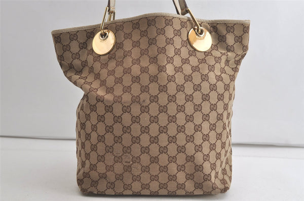 Authentic GUCCI Eclipse Shoulder Tote Bag GG Canvas Leather 120836 Brown 5110K