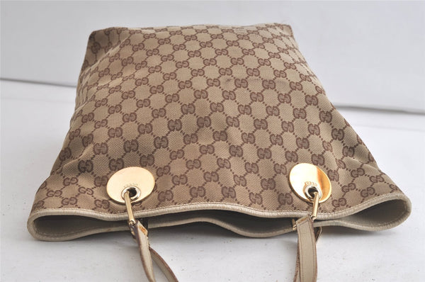 Authentic GUCCI Eclipse Shoulder Tote Bag GG Canvas Leather 120836 Brown 5110K