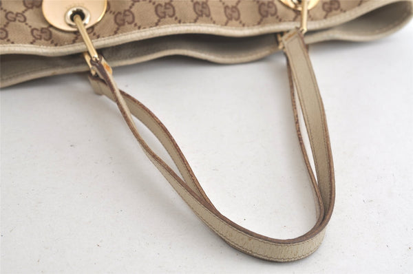 Authentic GUCCI Eclipse Shoulder Tote Bag GG Canvas Leather 120836 Brown 5110K