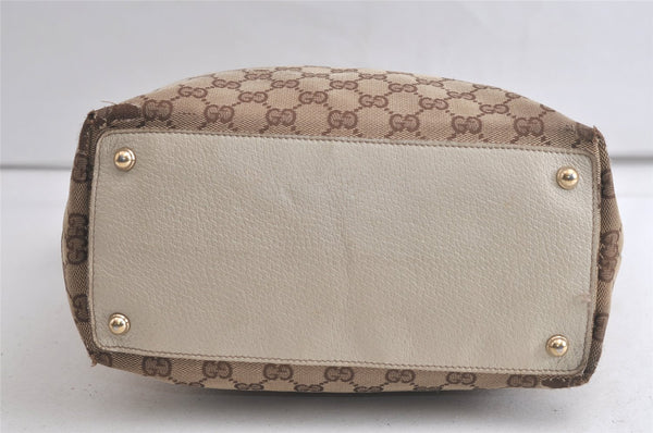 Authentic GUCCI Eclipse Shoulder Tote Bag GG Canvas Leather 120836 Brown 5110K