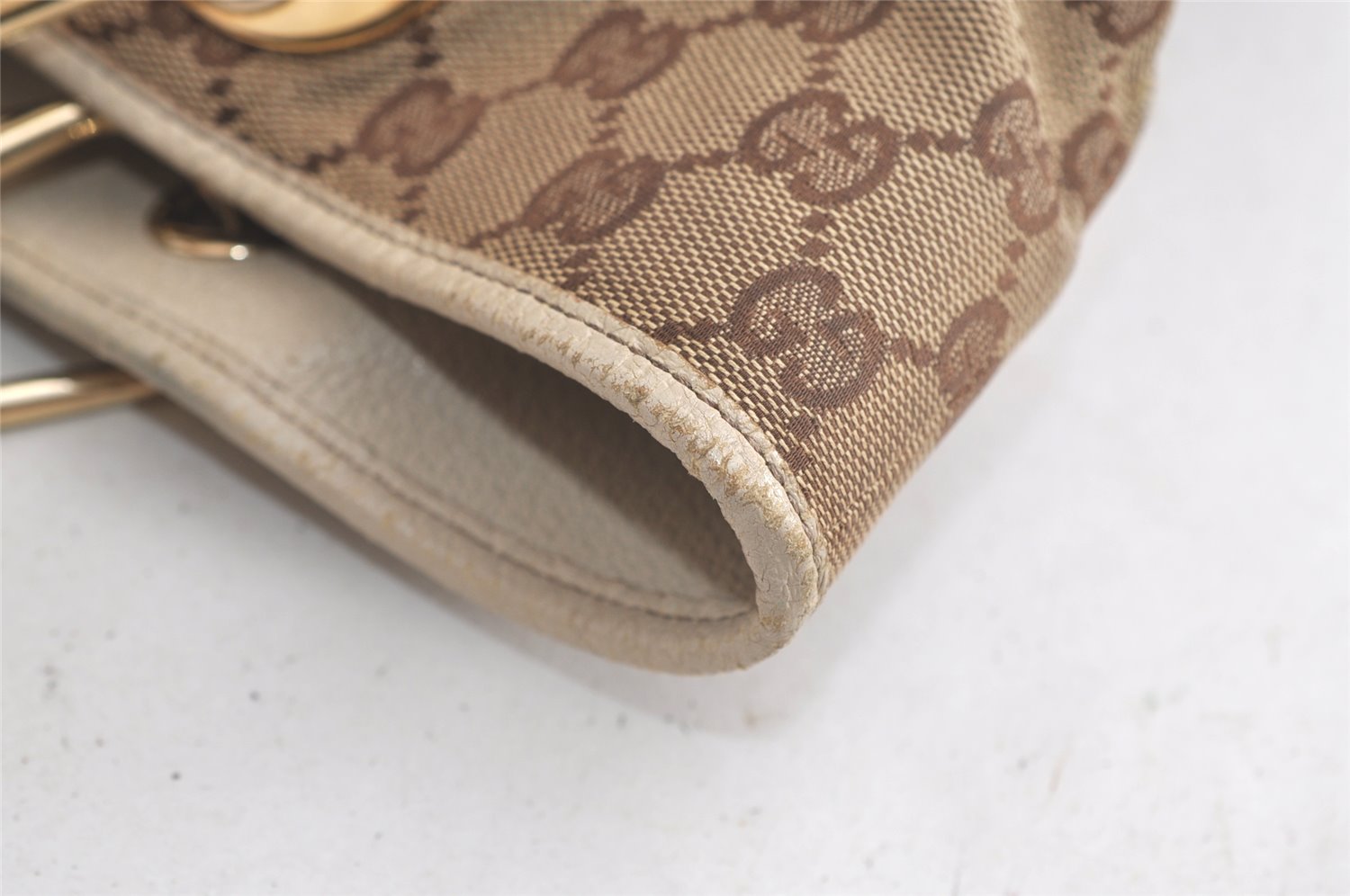 Authentic GUCCI Eclipse Shoulder Tote Bag GG Canvas Leather 120836 Brown 5110K