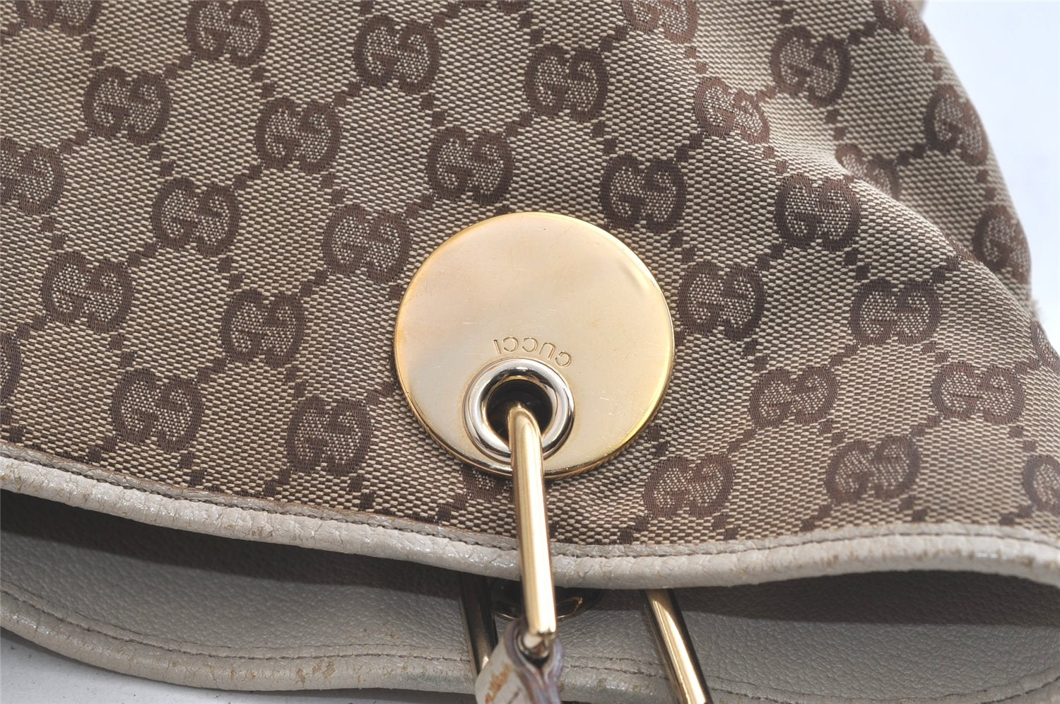 Authentic GUCCI Eclipse Shoulder Tote Bag GG Canvas Leather 120836 Brown 5110K