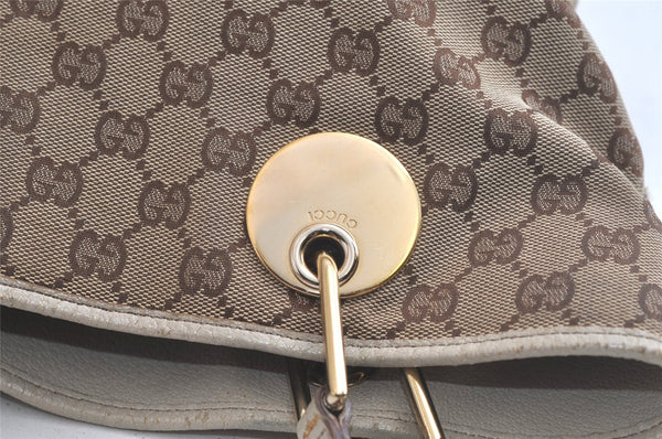 Authentic GUCCI Eclipse Shoulder Tote Bag GG Canvas Leather 120836 Brown 5110K