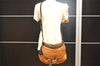 Authentic MIU MIU Studs Vintage Leather 2Way Shoulder Hand Bag Purse Brown 5111I