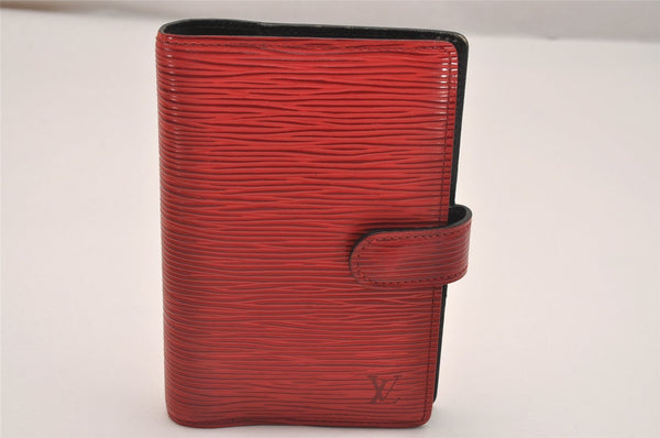 Authentic Louis Vuitton Epi Agenda PM Notebook Cover Red Black R2005E LV 5112J