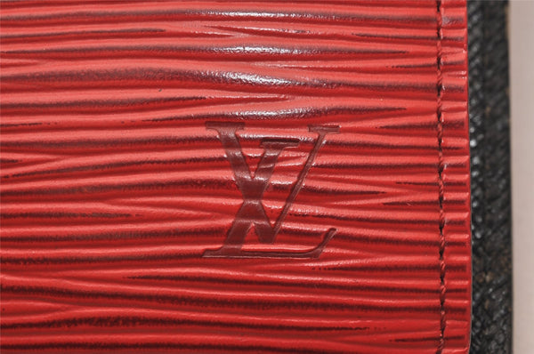 Authentic Louis Vuitton Epi Agenda PM Notebook Cover Red Black R2005E LV 5112J