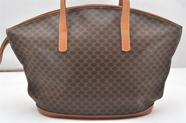 Authentic CELINE Macadam Blason Shoulder Tote Bag PVC Leather Brown 5112K
