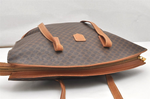 Authentic CELINE Macadam Blason Shoulder Tote Bag PVC Leather Brown 5112K