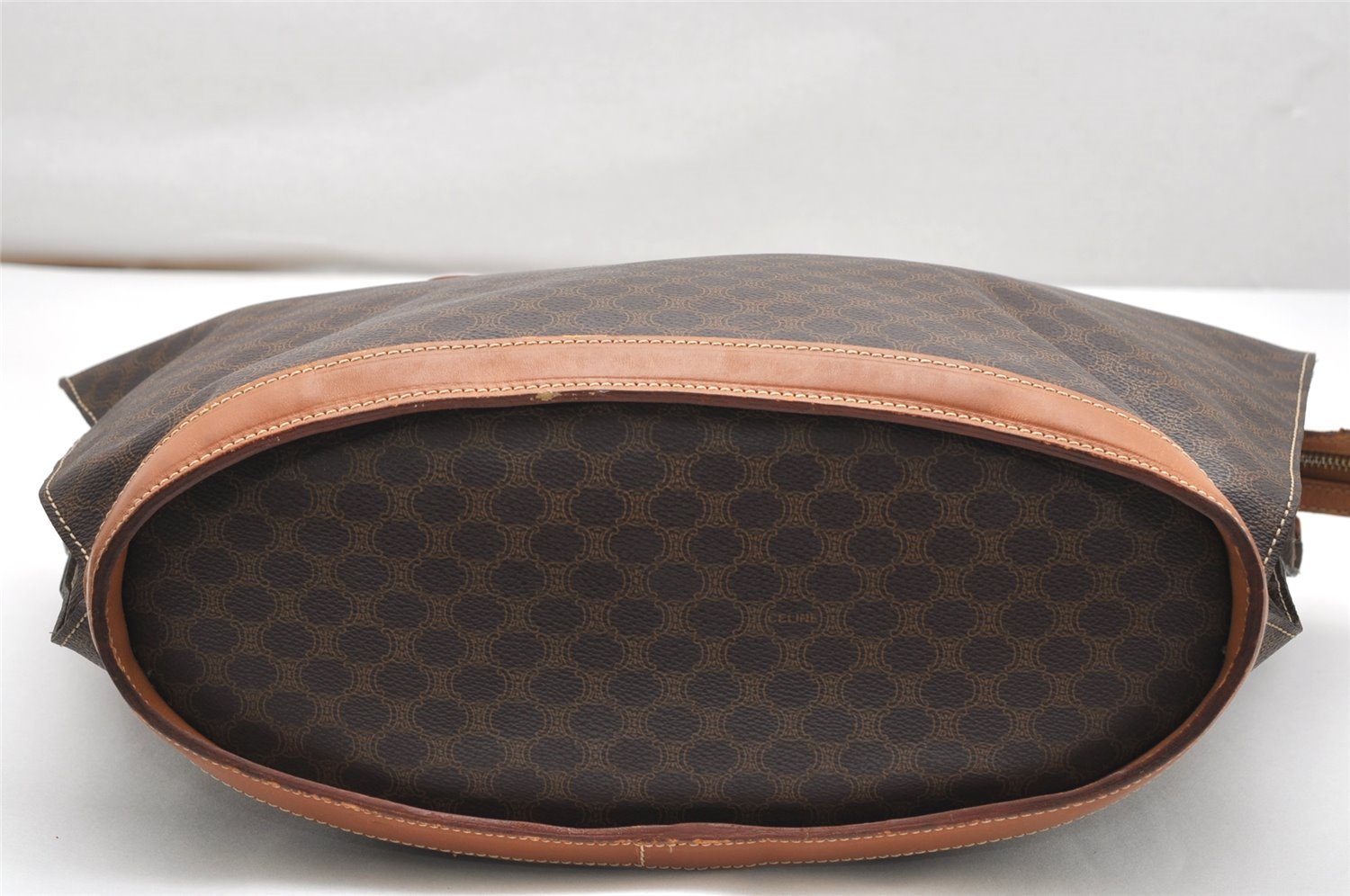 Authentic CELINE Macadam Blason Shoulder Tote Bag PVC Leather Brown 5112K