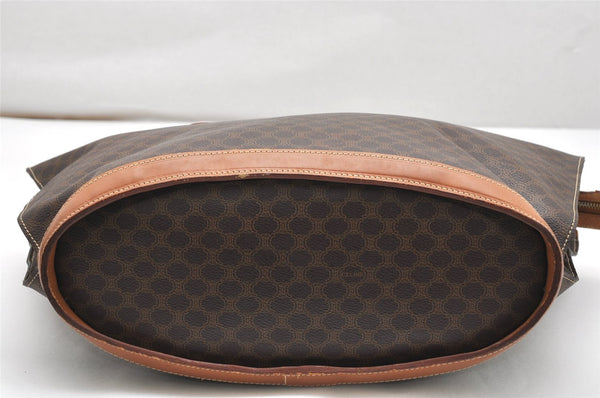 Authentic CELINE Macadam Blason Shoulder Tote Bag PVC Leather Brown 5112K