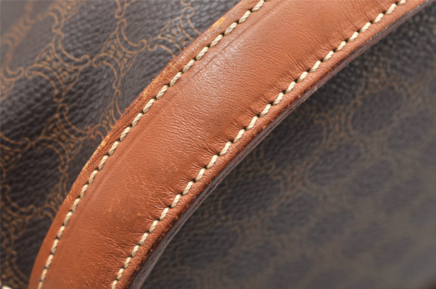 Authentic CELINE Macadam Blason Shoulder Tote Bag PVC Leather Brown 5112K