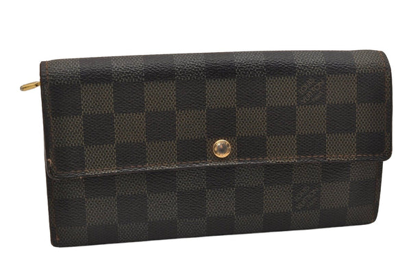 Authentic Louis Vuitton Damier Portefeuille Sarah Long Wallet N61734 LV 5113J