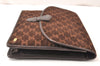 Authentic CELINE Macadam Blason Pattern Clutch Bag Suede Leather Brown 5113K
