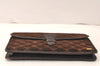 Authentic CELINE Macadam Blason Pattern Clutch Bag Suede Leather Brown 5113K