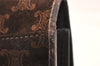Authentic CELINE Macadam Blason Pattern Clutch Bag Suede Leather Brown 5113K