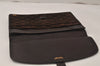 Authentic CELINE Macadam Blason Pattern Clutch Bag Suede Leather Brown 5113K