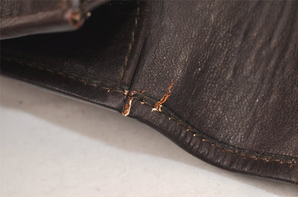 Authentic CELINE Macadam Blason Pattern Clutch Bag Suede Leather Brown 5113K