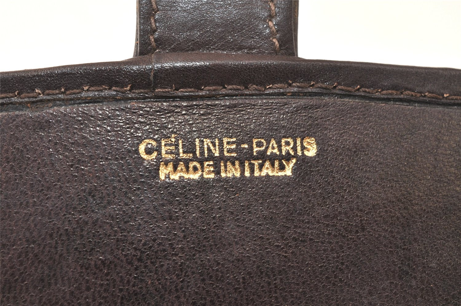 Authentic CELINE Macadam Blason Pattern Clutch Bag Suede Leather Brown 5113K