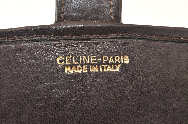 Authentic CELINE Macadam Blason Pattern Clutch Bag Suede Leather Brown 5113K