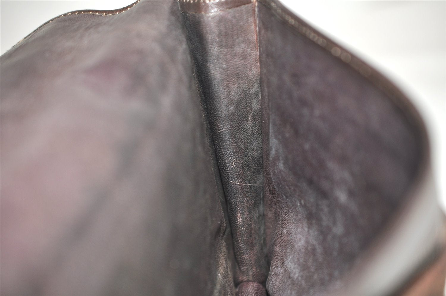 Authentic CELINE Macadam Blason Pattern Clutch Bag Suede Leather Brown 5113K