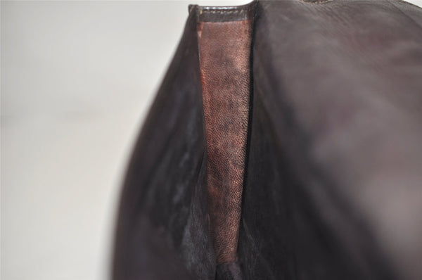 Authentic CELINE Macadam Blason Pattern Clutch Bag Suede Leather Brown 5113K