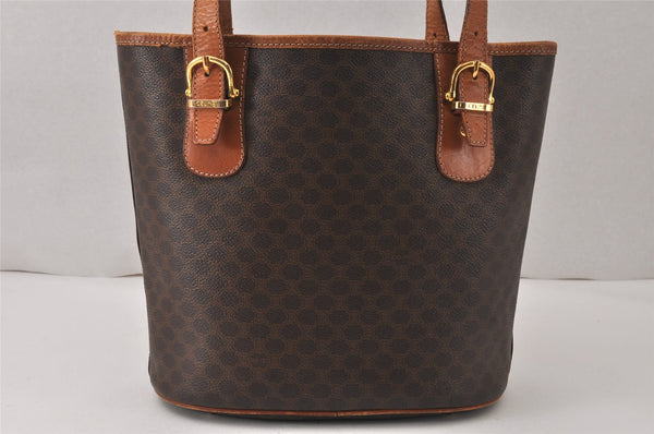 Authentic CELINE Macadam Blason Shoulder Hand Bag PVC Leather Brown 5114K