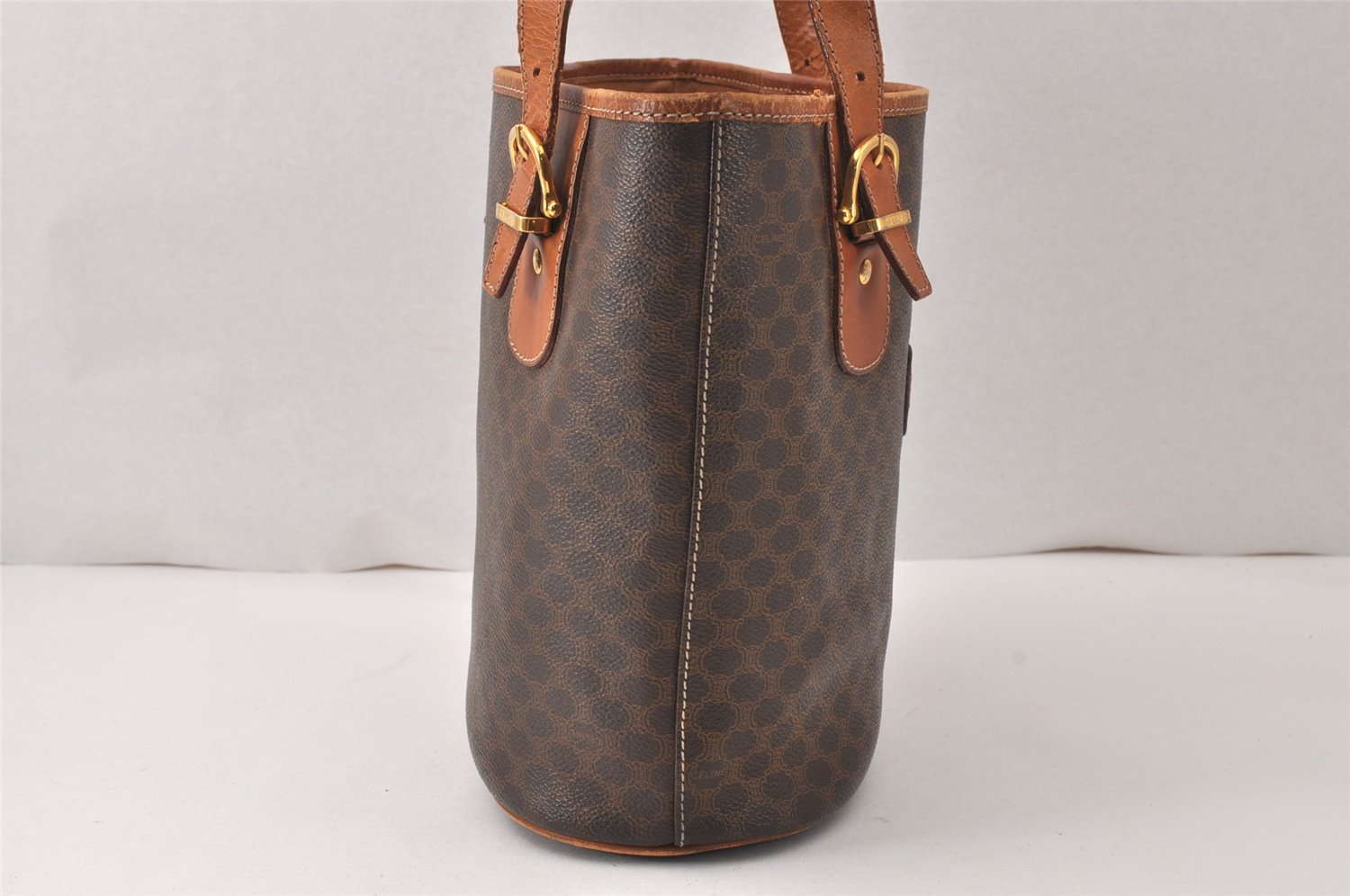 Authentic CELINE Macadam Blason Shoulder Hand Bag PVC Leather Brown 5114K
