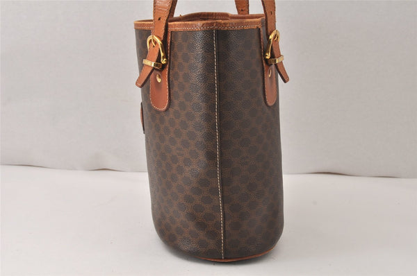 Authentic CELINE Macadam Blason Shoulder Hand Bag PVC Leather Brown 5114K